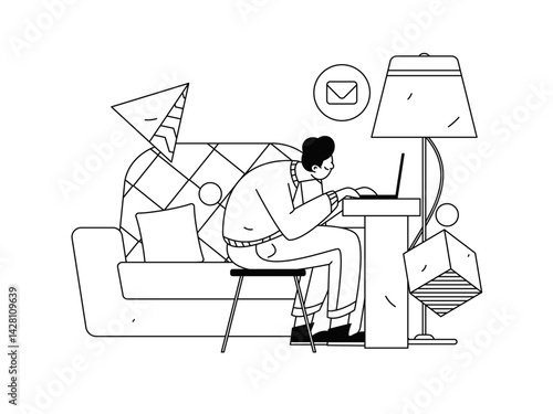 Home indoor character scene flat vector concept operation hand drawn illustration
