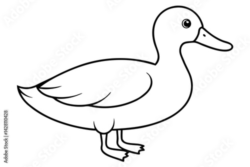 duck silhouette line art vector illustration with a white background