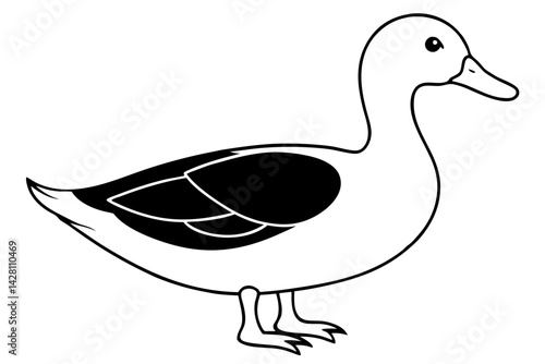 duck silhouette line art vector illustration with a white background