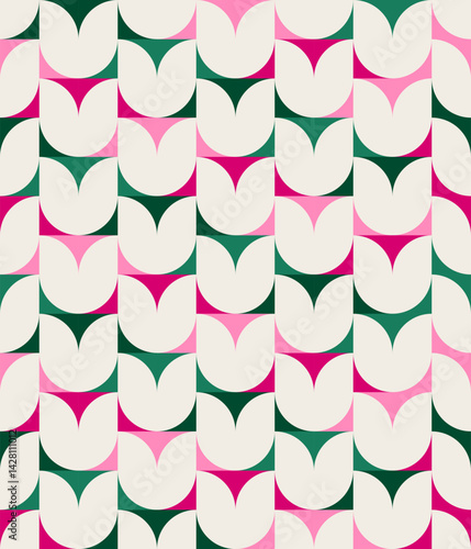 Abstract geometric background, brutalism style elements in random order and colors, seamless vector geo pattern, simple flat style shapes