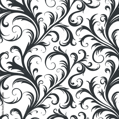 Vector abstract linocut floral poster template. Modern trendy minimal style. Black and white colors. Botanical blockprint. Pattern design for wallpaper, wall decor, print, postcard, cover, template.