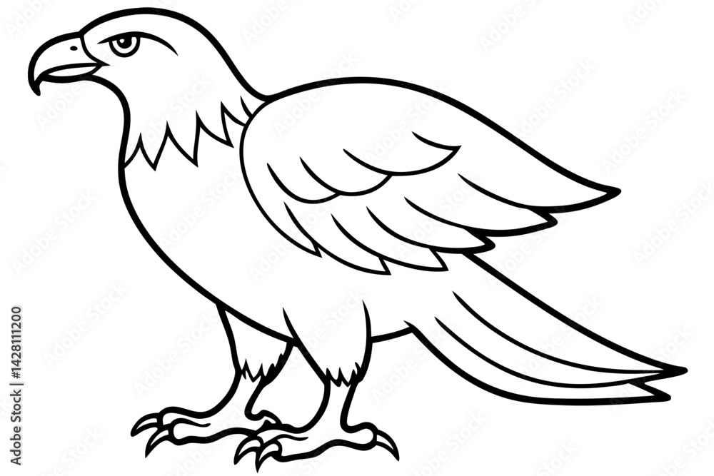 Fototapeta premium eagle silhouette line art vector illustration with a white background