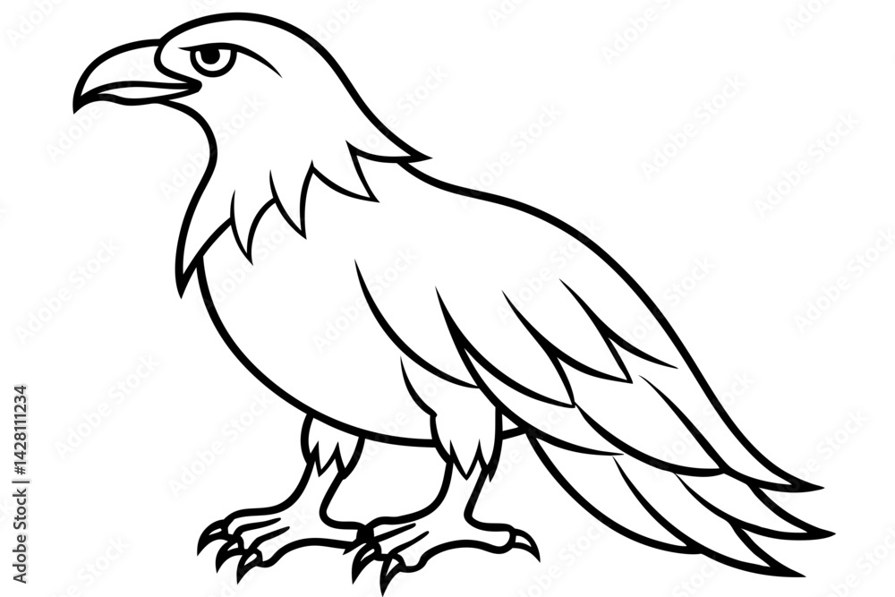 Fototapeta premium eagle silhouette line art vector illustration with a white background