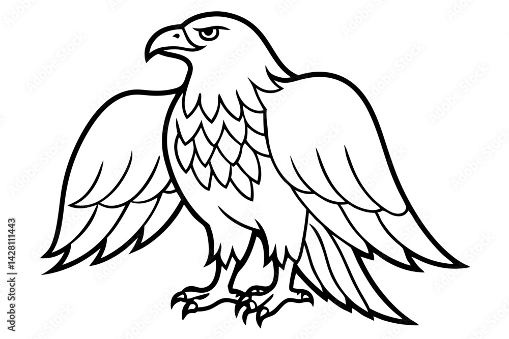 eagle silhouette line art vector illustration with a white background eagle silhouette line art vector illustration with a white background