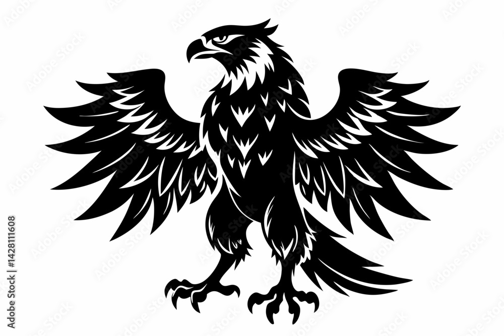 Fototapeta premium eagle silhouette line art vector illustration with a white background