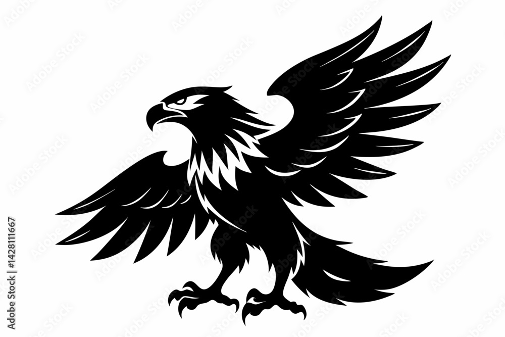 Obraz premium eagle silhouette line art vector illustration with a white background
