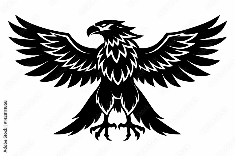 Obraz premium eagle silhouette line art vector illustration with a white background