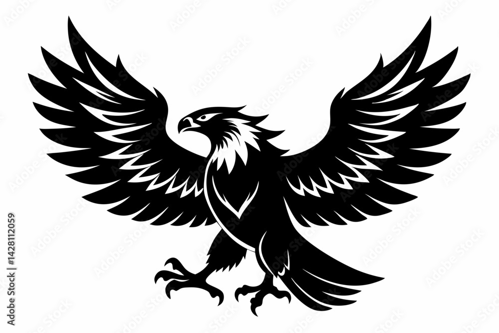 Obraz premium eagle silhouette line art vector illustration with a white background