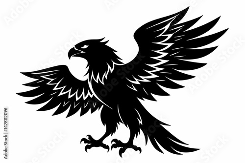 eagle silhouette line art vector illustration with a white background