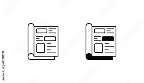Magazine icon design with white background stock illustration