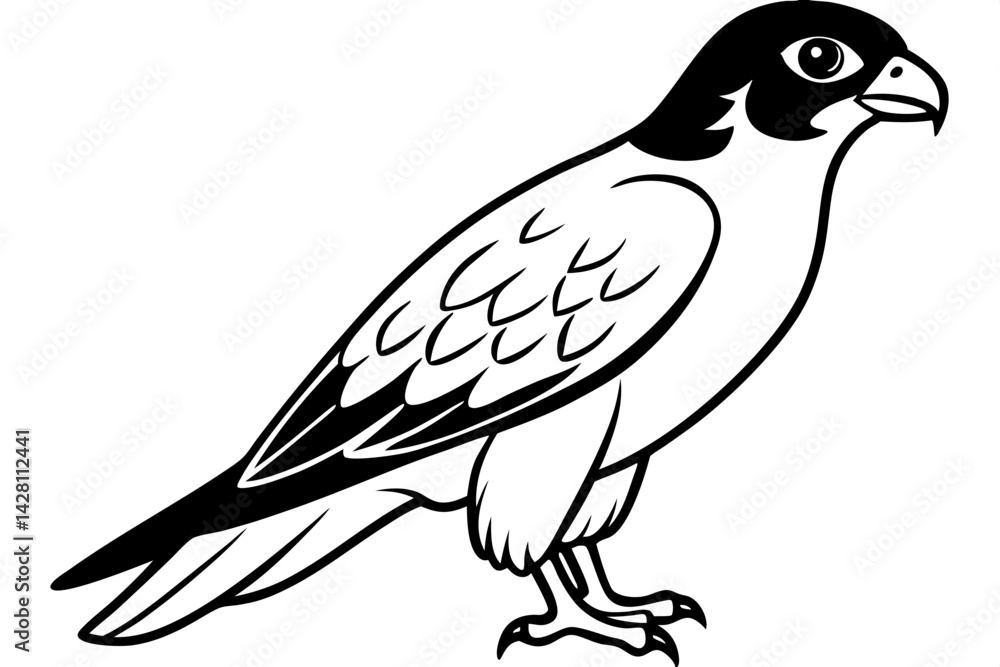 Fototapeta premium falcon silhouette line art vector illustration with a white background
