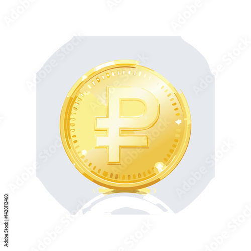 Gold Coin with Russian Rouble Symbol

