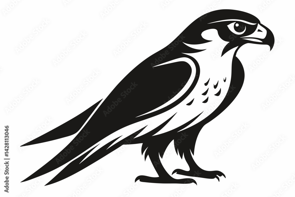 Fototapeta premium falcon silhouette line art vector illustration with a white background