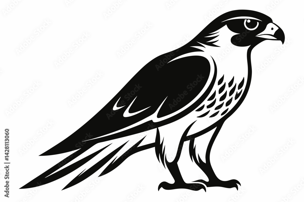 Fototapeta premium falcon silhouette line art vector illustration with a white background