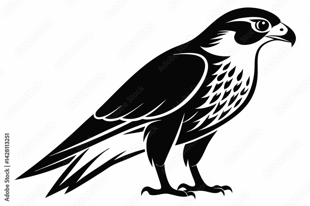 Fototapeta premium falcon silhouette line art vector illustration with a white background