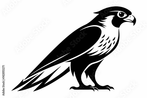 falcon silhouette line art vector illustration with a white background