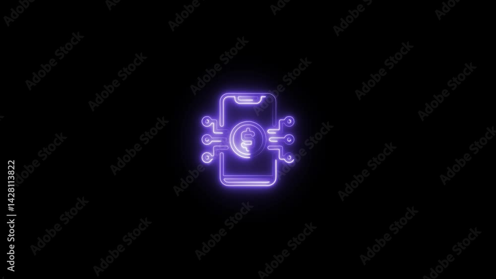 glowing neon digital-currency icon animation black background. 4K Video motion graphic animation. glowing neon digital-currency icon animation black background. 4K Video motion graphic animation.