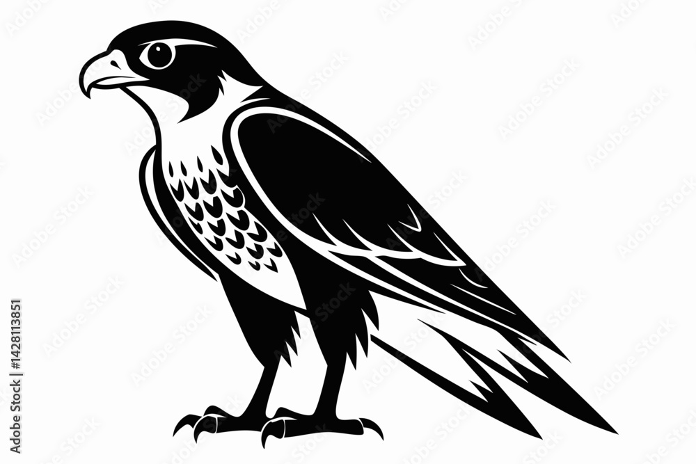Fototapeta premium falcon silhouette line art vector illustration with a white background