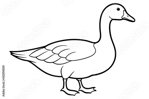 goose silhouette line art vector illustration with a white background