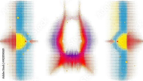 Wallpaper Mural abstract halftone white background set in three colorsAbstract halftone white background with three colorful accents, halftone, colors, accentsAbstract halftone white background with a set of three  Torontodigital.ca