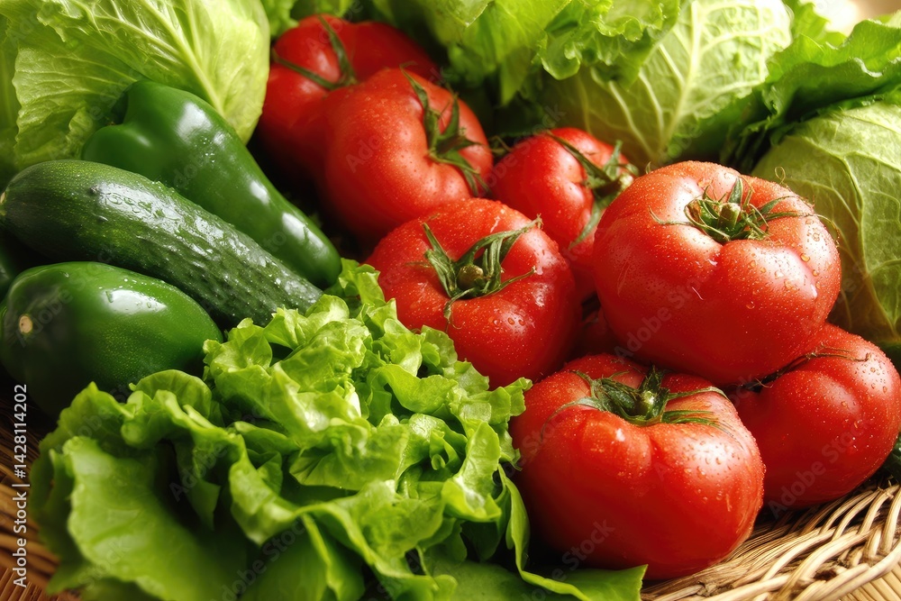 Fresh vegetables, colorful display Fresh vegetables, colorful display