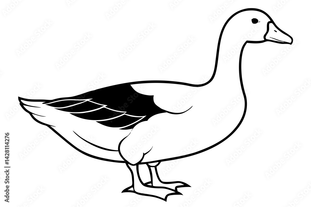 Obraz premium goose silhouette line art vector illustration with a white background