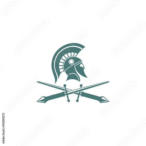Ancient Spartan Helmet Emblem Logo