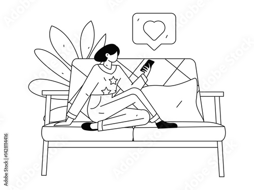 Home indoor character scene flat vector concept operation hand drawn illustration
