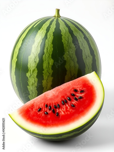 Whole and Sliced Watermelon with Seeds – Juicy Summer Fruit Photo