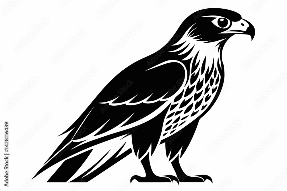 Obraz premium hawk silhouette line art vector illustration with a white background