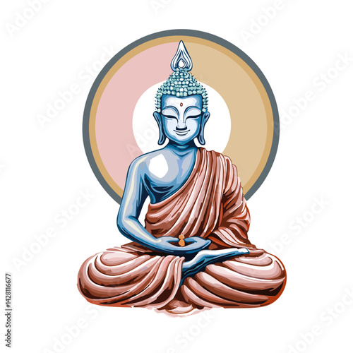 buddha statue isolated on white vector graphic design