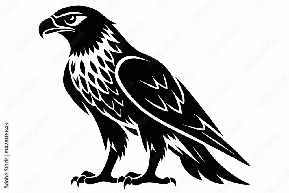 Fototapeta premium hawk silhouette line art vector illustration with a white background