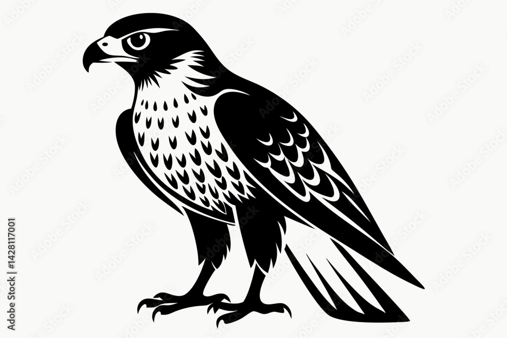 Fototapeta premium hawk silhouette line art vector illustration with a white background