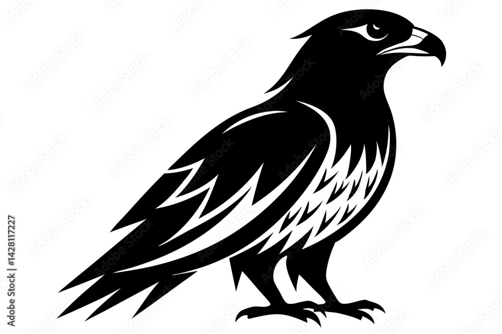 Fototapeta premium hawk silhouette line art vector illustration with a white background