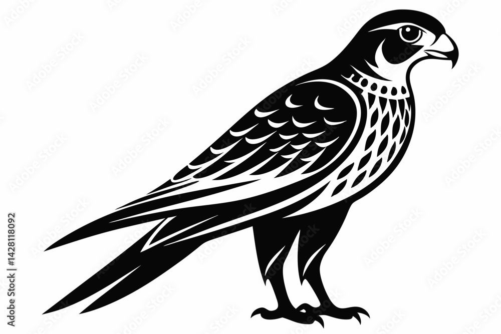 Fototapeta premium kestrel silhouette line art vector illustration with a white background