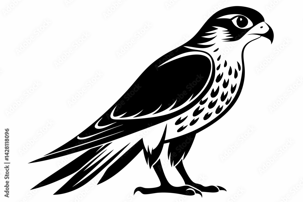 Fototapeta premium kestrel silhouette line art vector illustration with a white background
