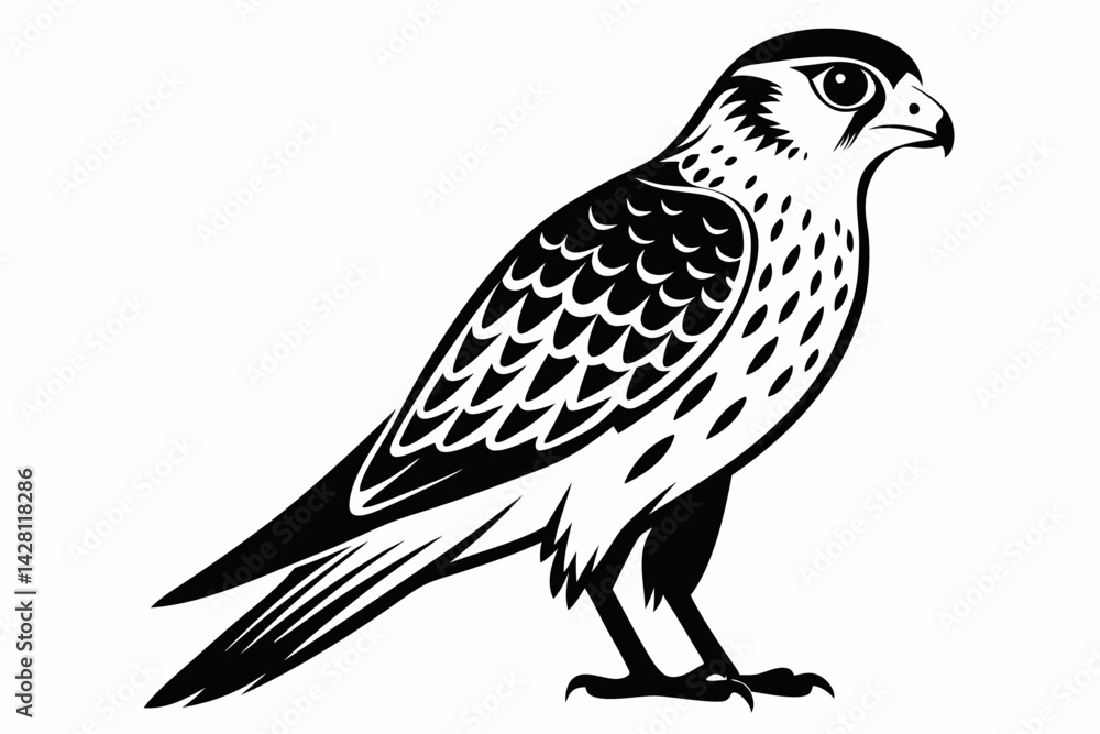 Fototapeta premium kestrel silhouette line art vector illustration with a white background