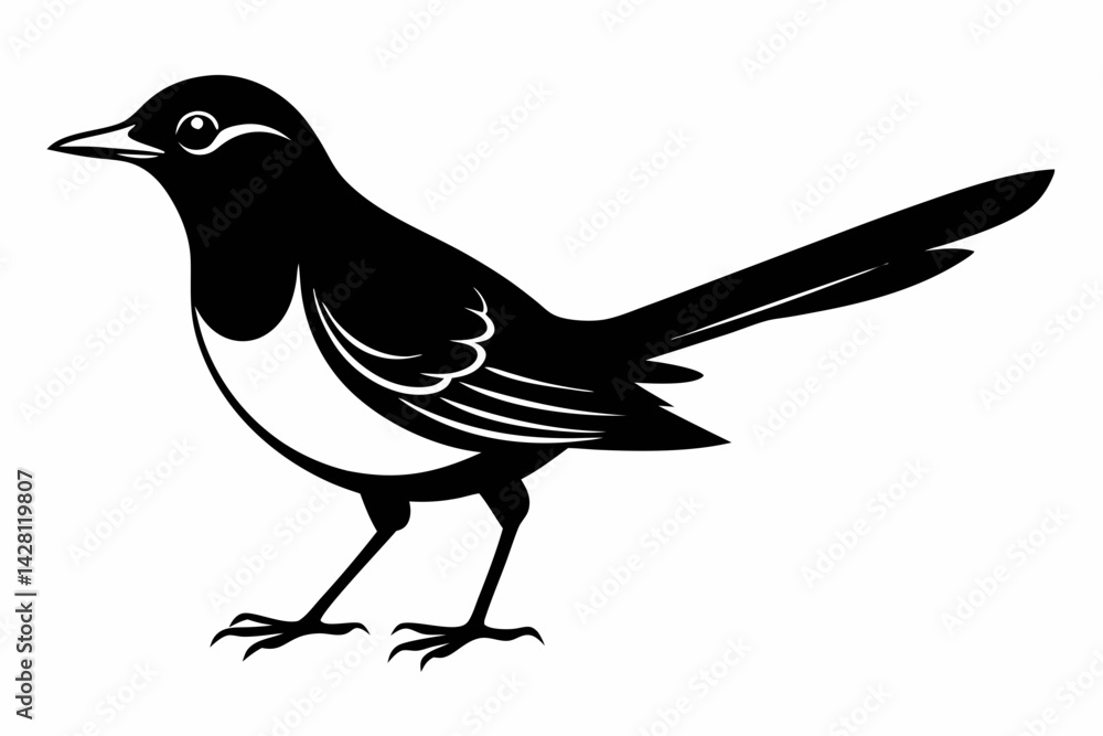 Fototapeta premium mockingbird silhouette line art vector illustration with a white background 