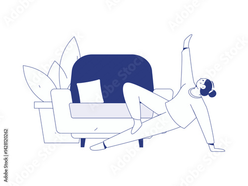 Home indoor character scene flat vector concept operation hand drawn illustration
