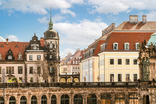 Obraz na płótnie Architectural monuments of Dresden. The palace complex. View from the Zwinger wall of the Residenzschloss
w salonie