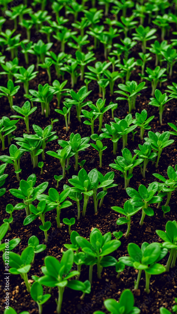 Crop sprouts close-up. Sprouts break through the ground Crop sprouts close-up. Sprouts break through the ground