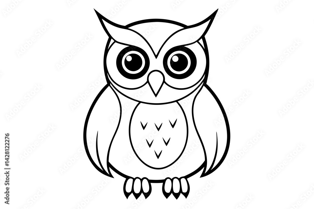 Fototapeta premium owl silhouette line art vector illustration with a white background