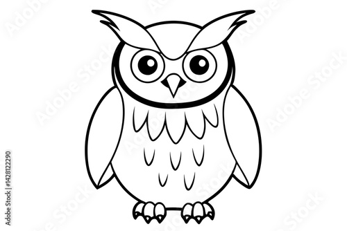 owl silhouette line art vector illustration with a white background