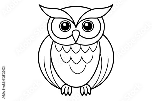 owl silhouette line art vector illustration with a white background