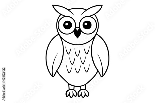 owl silhouette line art vector illustration with a white background
