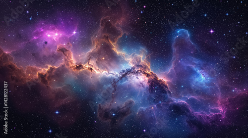 Obraz na płótnie Space background with stardust and shining stars. Realistic cosmos and color nebula. Colorful galaxy w salonie