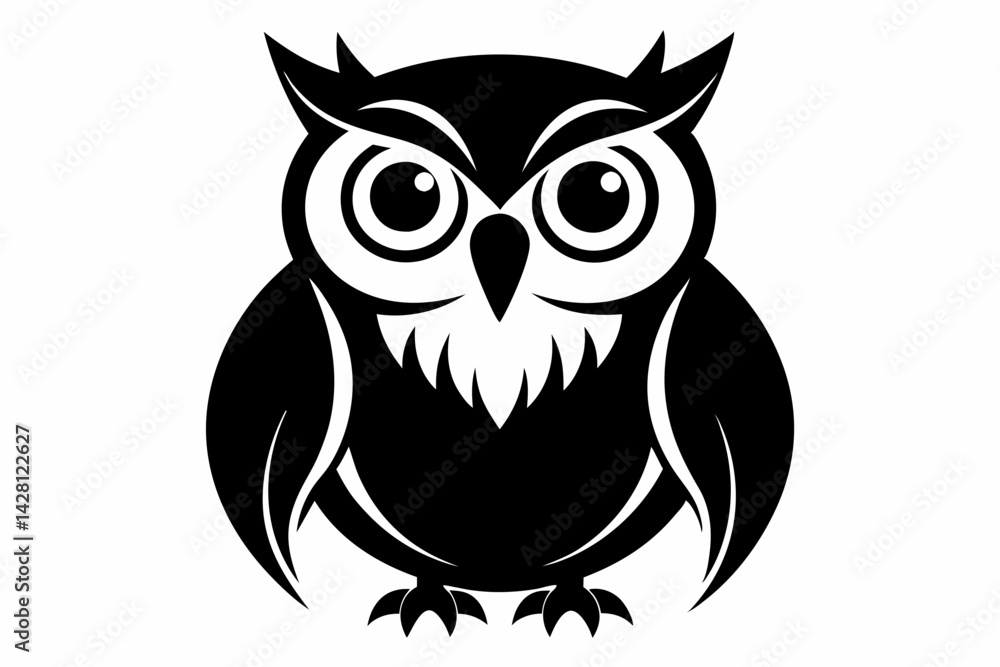 Fototapeta premium owl silhouette line art vector illustration with a white background
