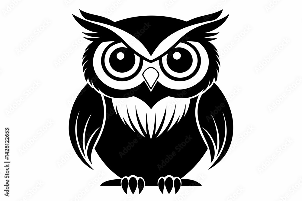 Fototapeta premium owl silhouette line art vector illustration with a white background