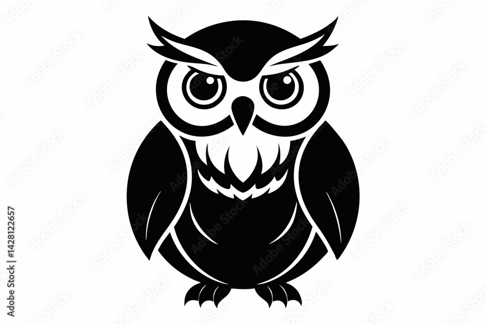 Fototapeta premium owl silhouette line art vector illustration with a white background