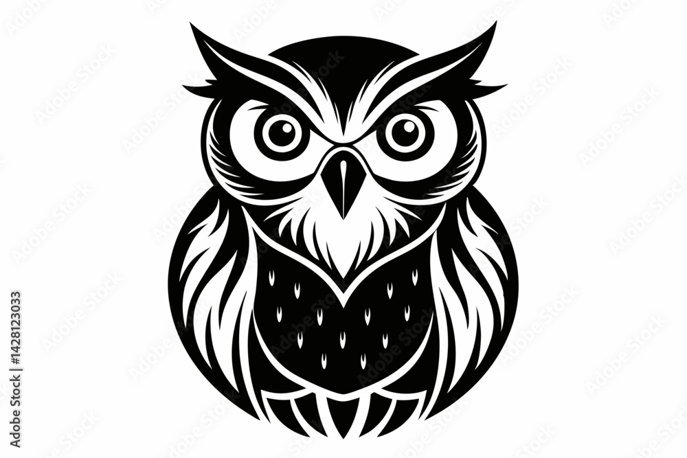 Obraz premium owl silhouette line art vector illustration with a white background